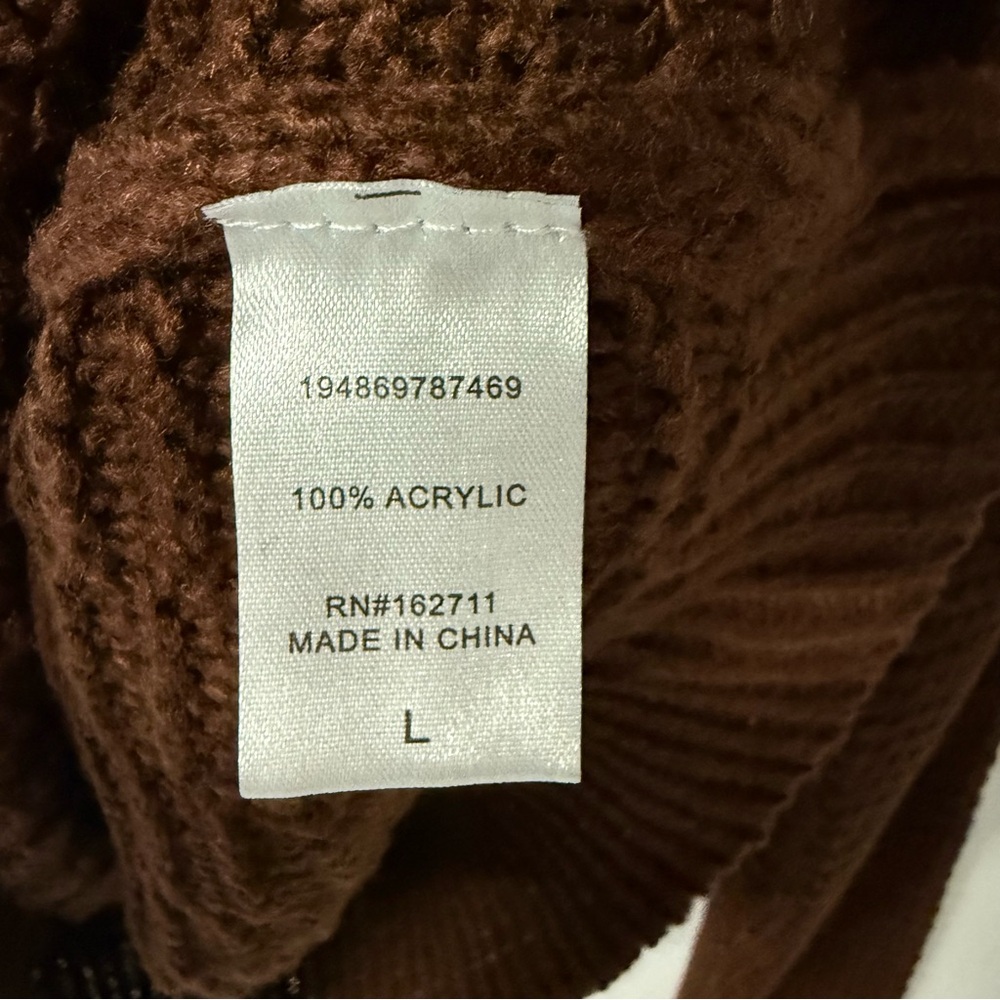 Sage Steel Sweater Men Size L Brown Textured Waffle Knit Crewneck Pullover - Picture 6 of 9
